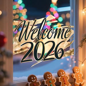 Pegatinas de Pared de Bienvenida para el Año Nuevo 2026, Decoración de Vidrio Visible por Ambos Lados para Tiendas, Salas de Estar y Festivales - Product Image 2