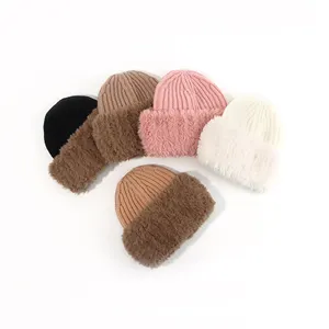Berretto di lana lavorato a maglia moda invernale donna Casual Outdoor Warm cappelli Skullies femminili