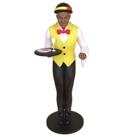 Statue de serveur en résine grandeur nature Figurine de serveur masculin personnalisée servant majordome pour la décoration de restaurant et la décoration de la maison