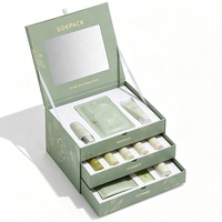 Boîte à cosmétiques personnalisée à 3 étages avec fermeture magnétique en carton rigide, miroir et insert pour coffret cadeau