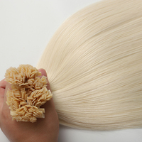 Meilleure Vente Extensions de Cheveux Blond Platine Russe à Pointe K, Cheveux Humains Bruts Double Drawn, Extensions de Cheveux à Kératine Italienne à Pointe Plate