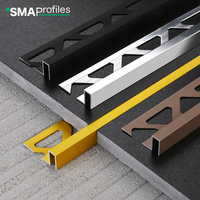 Profilé de finition en alliage d'aluminium Q-Edge pour carrelage mural et de sol en céramique – Utilisation cuisine et salon – Étanche et durable