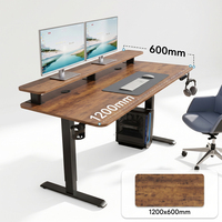 Cadre de bureau réglable motorisé intelligent à deux niveaux avec étagère pour ordinateur, table électrique relevable pour le bureau