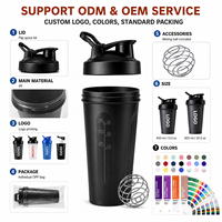 Bouteille shaker protéinée JUNVOY en gros, 400 ml, 600 ml, avec logo personnalisé, sans BPA, en plastique, pour la gym, avec boule mélangeuse