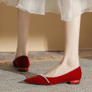 Elegantes Zapatos Planos de Mujer Tipo Bailarinas, Impermeables, con Patrón Geométrico, de Una Sola Correa, Punta en Pico, Tacón Plano, Versátiles para Todas las Temporadas - Product Image 4