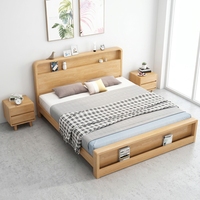Base de Cama Extensible de Roble Macizo con Plataforma de Almacenamiento Ecológica y Longitud Ajustable para Dormitorio/Apartamento