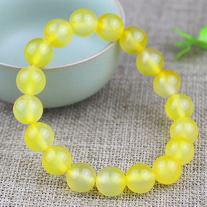 Yellow Agate <b>Bracelet</b> 10mm 18 Beads Unisex Gift Jewelry Geometric <b>Ball</b> Shape Hangzhou Origin - Product Image 1