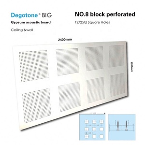 Tablero de yeso absorbente de sonido Absorción de suspensión Sistema de rejilla acústica y metálica perforada Techo acústico de placa de yeso - Product Image 2