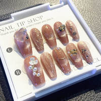10 pièces Faux ongles à presser français, nouvelle mode, marque privée, vente en gros, acrylique de haute qualité, couverture complète, Love Finger