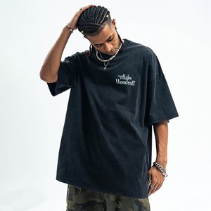 <b>Black</b> Oversized Cotton T-<b>Shirt</b> Custom Print Short Sleeve O-Neck <b>Tee</b> Casual Streetwear - Product Image 4