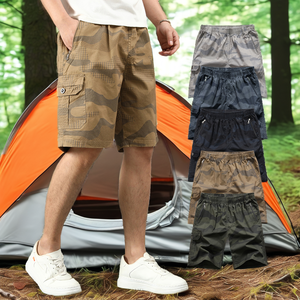 Shorts Bermuda Cargo Décontractés en Oxford 100% Coton Lavé, Respirants, Écologiques, à Taille Mi-Haute Élastique et Longueur Genou - Product Image 2