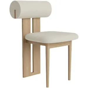 Wabi-sabi风格实木面料餐椅休闲简约梳妆台椅子轻奢华北欧现代中世纪