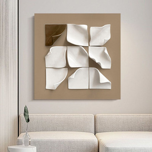 Modern Luxury 3D Acrylic Wall Art Creamy Abstract <b>Square</b> <b>Framed</b> Decor For Living Room Entryway Bedroom - Product Image 2
