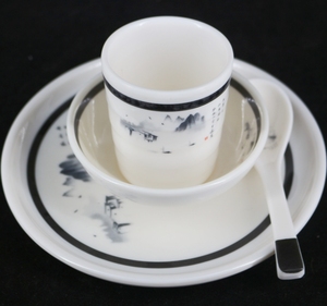 Trung quốc cổ điển Decal melamine Bộ đồ ăn bằng nhựa Bộ cốc muỗng Bát tấm bắt chước gốm nhà hàng Bộ đồ ăn - Product Image 1