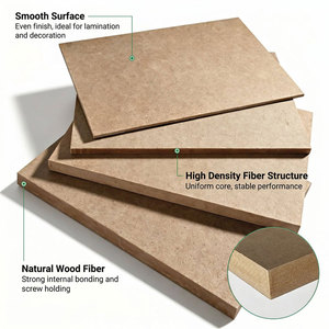 Panneau décoratif en HDF/MDF 1220x2440mm 18mm 12mm 9mm 3mm E1 E0 résistant à l'humidité, surface lisse, pour meubles et armoires - Product Image 1