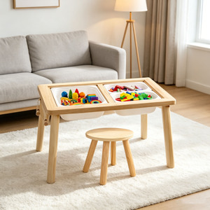 Table sensorielle Montessori en bois avec boîtes de rangement et tableau noir pour la garderie et la maternelle, jouet d'activités pour bébés à usage scolaire - Product Image 4