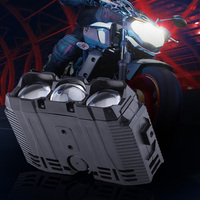 Projecteur triple laser bi-LED 12V IP68 à faisceau haut et bas 220W, 3 lentilles, projecteurs de calandre avant de voiture