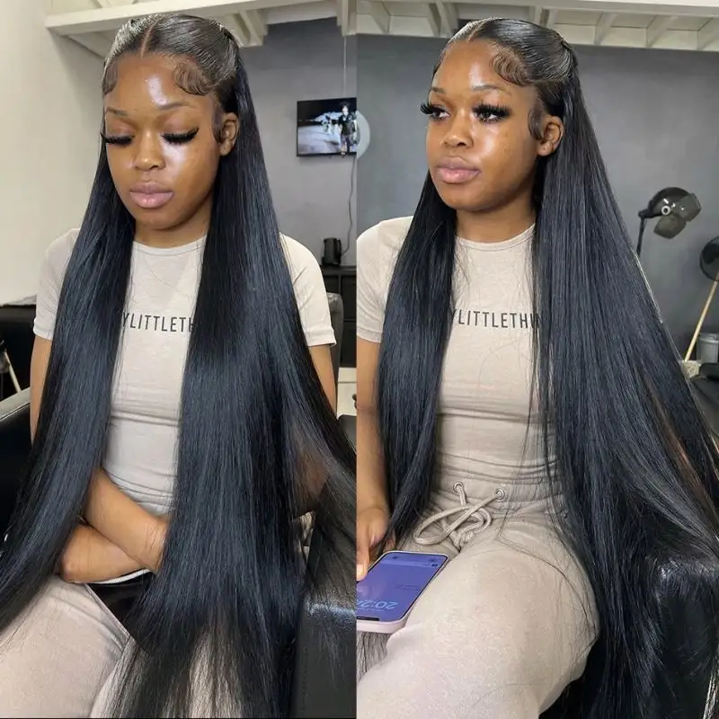 Brazilian Lace Frontal Wigs Natural Straight Full Lace Wig Glueless Cuticle Aligned Human Hair Wig For Black Women