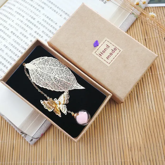 Lovely custom stationery paper pattern bookmark Bookmark Chinese Style Leaf Silver Plated Leaf Bookmarks