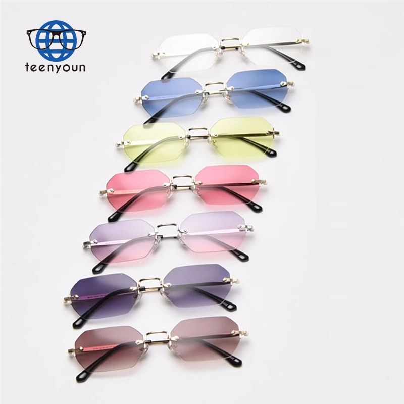 Occhiali Da Sole Retrò Senza Montatura SHEEN KELLY | UV400 | Ultra Leggeri 20g | Stile Vintage Unisex - Foto 6