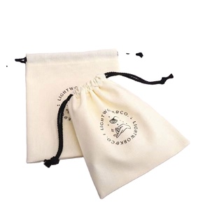 Pochette cadeau en coton et lin avec cordon de serrage, logo brodé, sac d'emballage en lin avec cordon de serrage - Product Image 1