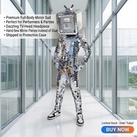 Combinaison de danse robot futuriste réfléchissante à corps entier, cousue à la main, avec miroirs argentés, pour adulte, pour Halloween, disco et scène