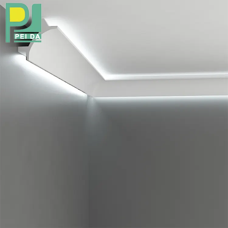 Alçı korniş tasarımları LED doğrusal ışık için tavan dekorasyonu