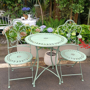 Ensemble <span class=keywords><strong>de</strong></span> table et <span class=keywords><strong>de</strong></span> chaises <span class=keywords><strong>de</strong></span> loisirs en <span class=keywords><strong>fer</strong></span> <span class=keywords><strong>forgé</strong></span> à motif creux rétro américain, pliable, pour cour et villa - Product Image 3