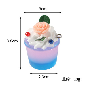 Simulated cream glue dessert cup ice cream cup pendant necklace accessories DIY car <b>key</b> pendant backpack ornament - Product Image 5