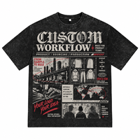 T-shirt décontracté pour homme, coupe classique, 100 % coton épais, style rétro, délavé à l'acide, design personnalisé, impression DTG, logo en relief.