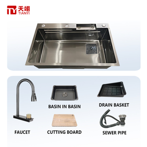 Wastafel Dapur Multifungsi Stainless Steel Model Air Terjun dengan Tempat Pisau - Product Image 5