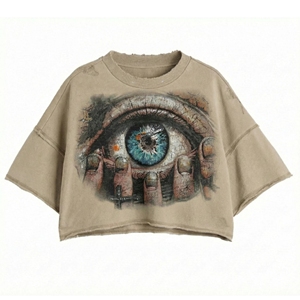 T-shirt <span class=keywords><strong>da</strong></span> uomo personalizzata 2026, di design, effetto invecchiato, lavaggio acido, vintage, taglio crop boxy, streetwear - Product Image 2