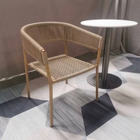 Fauteuil de salle à manger en teck tressé moderne, directement de l'usine, pour usage extérieur en villa et parc