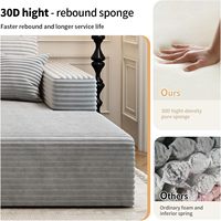 Cloud Modulares U-förmiges Ecksofa-Set mit 1 Ottoman, hochdichtem Schaumstoff, Cordstoff, minimalistisch, tiefe Sitzfläche, ohne Ecknägel