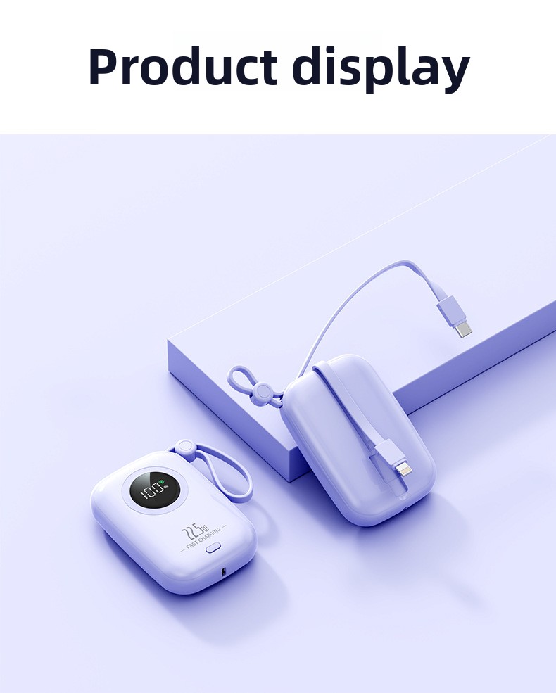 Purple - Built-in 2 Cables 22.5W Super Fast Charging