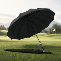 Parapluie de golf 30 pouces en tissu pongé haute densité, poignée en EVA, 12 baleines en fibre de verre, structure renforcée résistante au vent, logo personnalisé