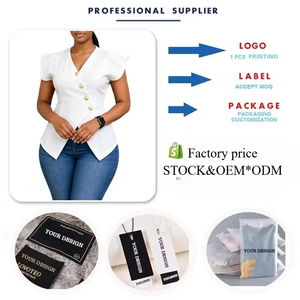 D3376 Maßgeschneiderte Sommerblusen für Damen Elegante Kurze Rüschenärmel V-Ausschnitt Schlanke Blusen Damen Büro-Oberteile für Frauen - Product Image 6