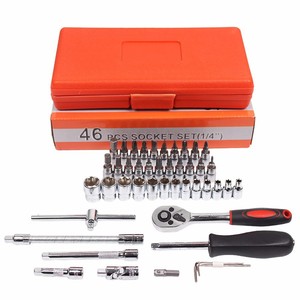 46pcs 1/4 "<span class=keywords><strong>Dr</strong></span> CRV thép Metric ổ cắm thiết lập với Ratchet xử lý, 46pcs ổ cắm công cụ thiết lập - Product Image 5