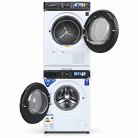 White Home Laundry 15KG Washer and Heat Pump Dryer Set DD Inverter Steam Wash Stackable 220V 50Hz OEM Wholesale