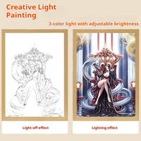 Lámpara de Noche LED 3D con Marco de Acrílico y Madera, Lámpara USB con Diseño de Anime, Decoración para Dormitorio, Lámpara de Mesa, Regalo para Fanáticos del Anime