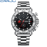 Montre de sport de luxe pour homme CRRJU 2294, très vendue, étanche, avec mouvement à quartz importé, aiguilles lumineuses, calendrier