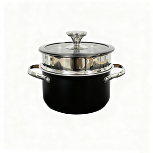 ชุดเครื่องครัวสแตนเลสสีดำสไตล์เกาหลี304เป็นมิตรกับสิ่งแวดล้อมฝาแก้วทนความร้อนหม้อซุปสำหรับทำอาหารที่บ้านไม่เคลือบ - Product Image 4