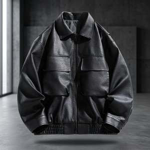 High Quality Coated <b>Camouflage</b> Formal Polyester/Cotton Loose Fit Bomber Jacket with Crew Neck Zipper Front Logo Placement Spring - Product Image 3