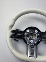 Volant de voiture en cuir blanc et fibre de carbone pour Mercedes Classe C, E, S, GLC, W204, W205, W212, W213, W222, X253 Sport