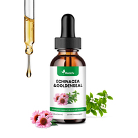Gouttes liquides d'échinacée et de ginseng d'Amérique à marque privée, Teinture d'extrait végétal naturel, Soutien pour le bien-être immunitaire, hépatique et digestif