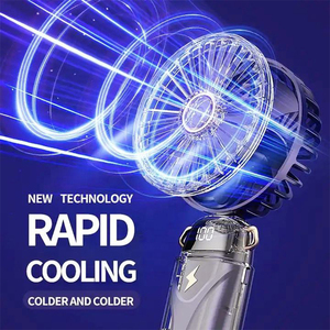 Ventilador de refrigeración por aire de viento ajustable de 5 pwws con base de soporte portátil recargable portátil USB ventilador de mesa ventiladores de cuello de mano - Product Image 5