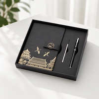 Ensemble cadeau de 3 pièces avec logo personnalisé, style chinois, carnet, stylo, thermos classique, journal A5, stylo à bille, boîte d'entreprise