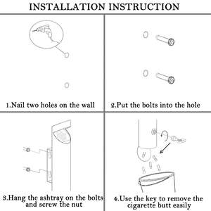 Recipiente de colilla de cigarrillo de acero inoxidable para exteriores montado en la pared Cenicero montado en la pared del cilindro de acero inoxidable 304 - Product Image 4