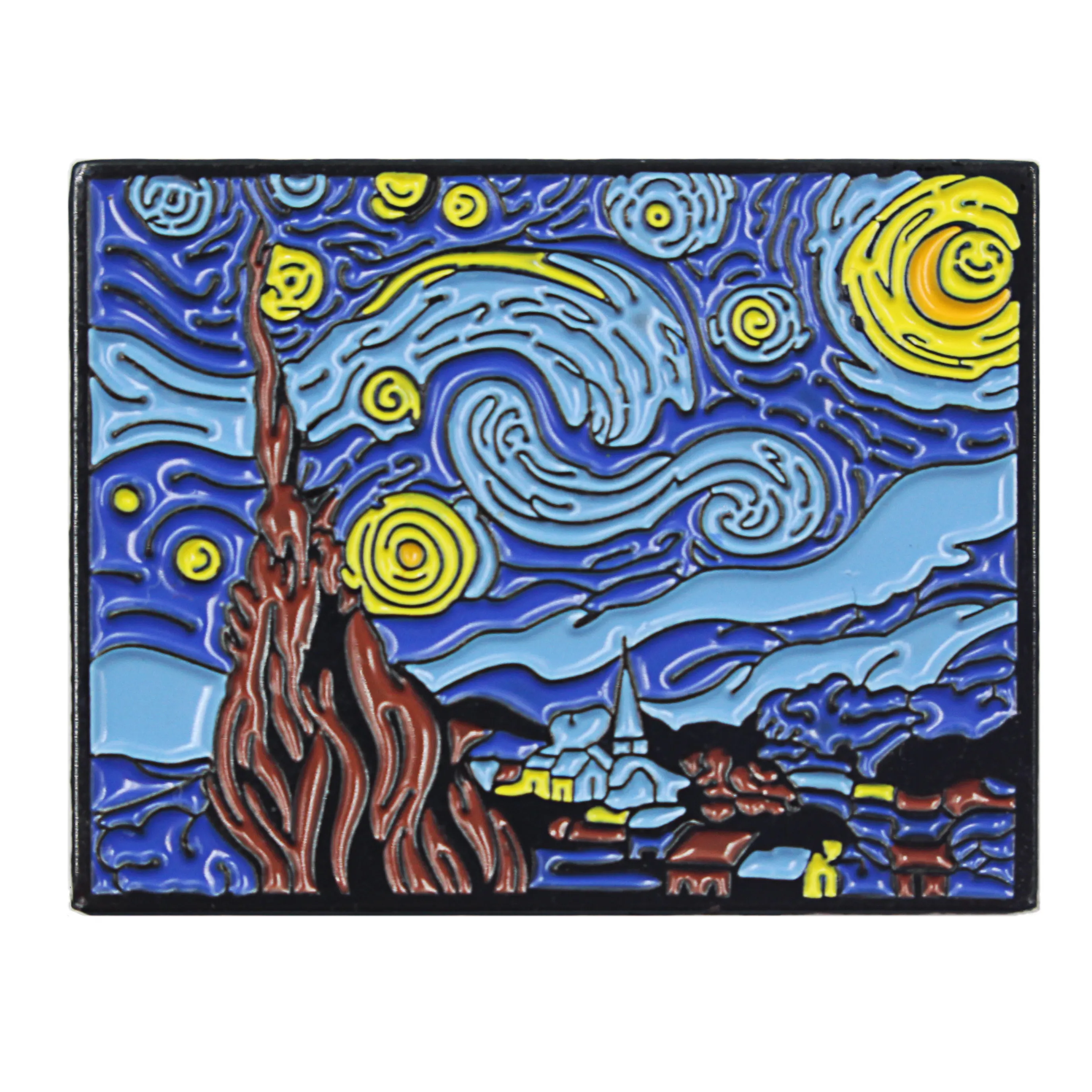 Nhà Sản Xuất Đêm Đầy Sao Nghệ Thuật Nổi Tiếng Van Gogh Tranh <span class=keywords><strong>Sơn</strong></span> Dầu Cứng Men Ve Áo Pin Huy Hiệu Tùy Chỉnh Trâm Cài Cho Túi Quần Áo