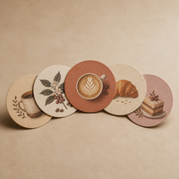 Sous-verre en papier absorbant personnalisé, logo personnalisé, forme et impression couleur intégrale. Utilisé dans les bars, cafés, hôtels, restaurants, etc.
